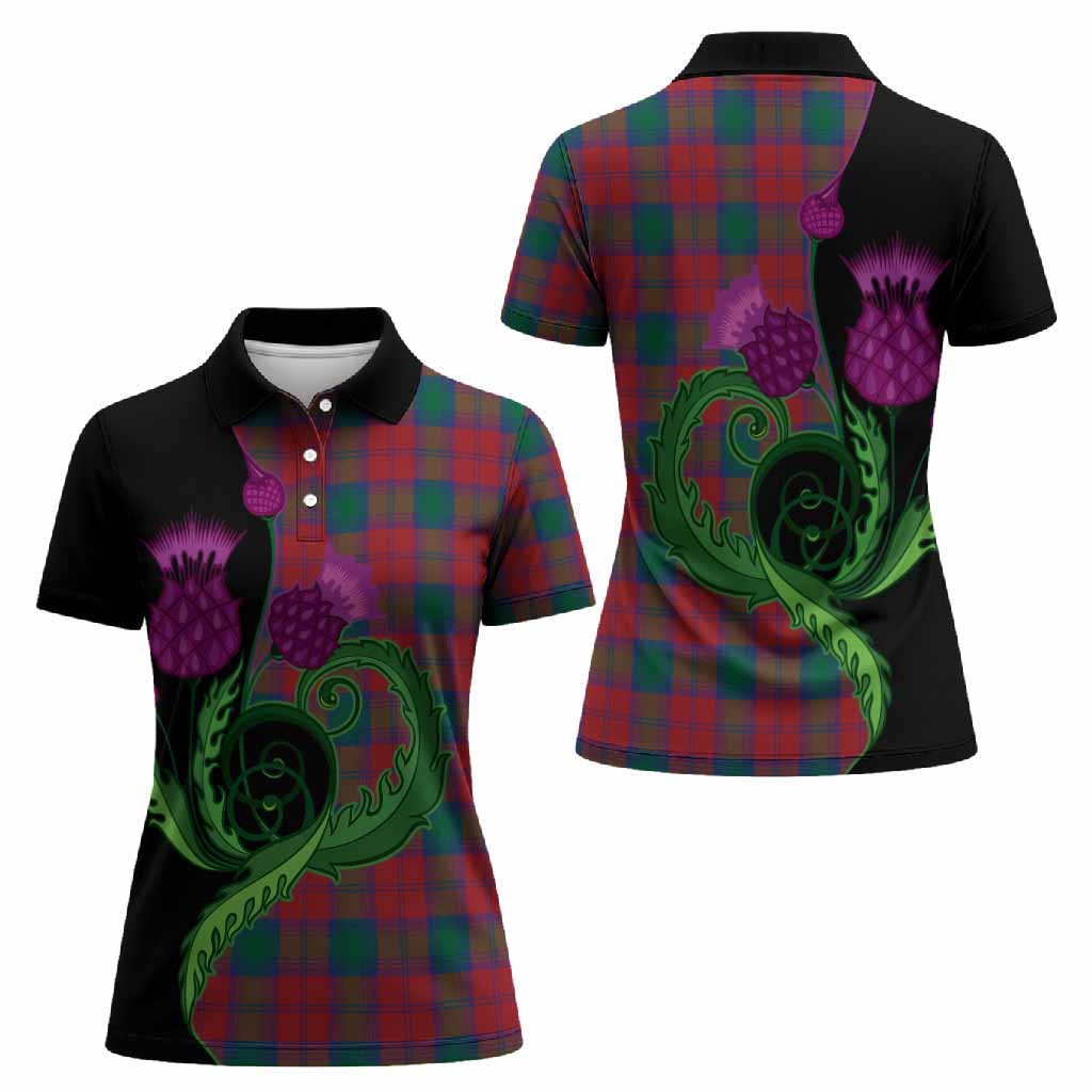 Fotheringham (Fotheringhame) Tartan Women Polo Shirt Traditional Scottish Thistle