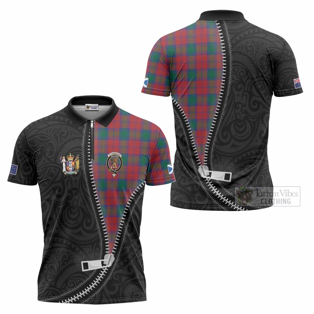 Fotheringham (Fotheringhame) Tartan Zipper Polo Shirt New Zealand Pattern Unique Zipper Stylized