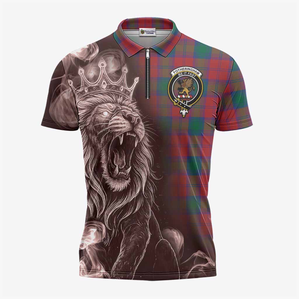 Fotheringham (Fotheringhame) Tartan Zipper Polo Shirt Roaring Lion Heritage