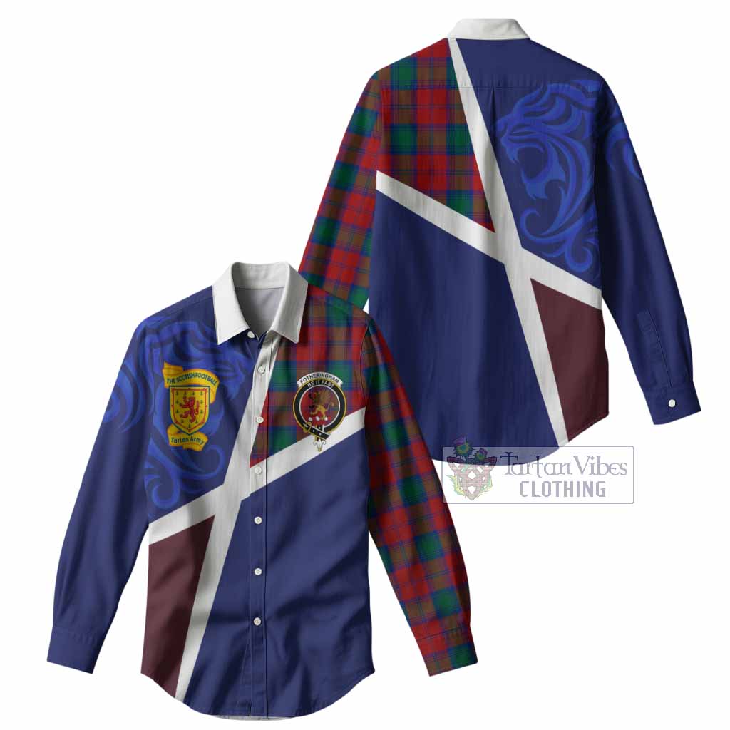 Fotheringham (Fotheringhame) The Scottish Football Crest Women Casual Shirt Lion-Tartan Army