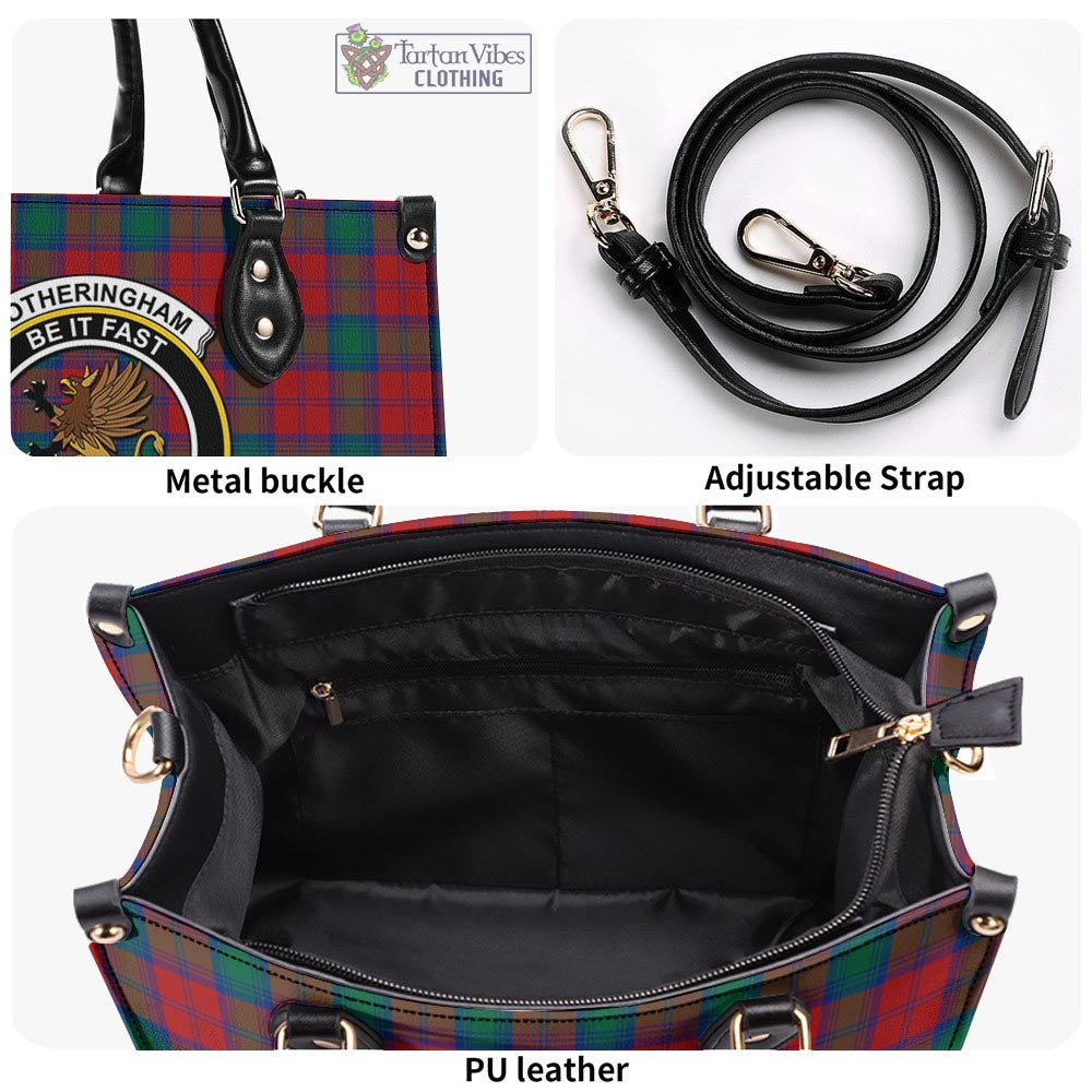 Tartan Vibes Clothing Fotheringham Modern Tartan Luxury Leather Handbags with Family Crest
