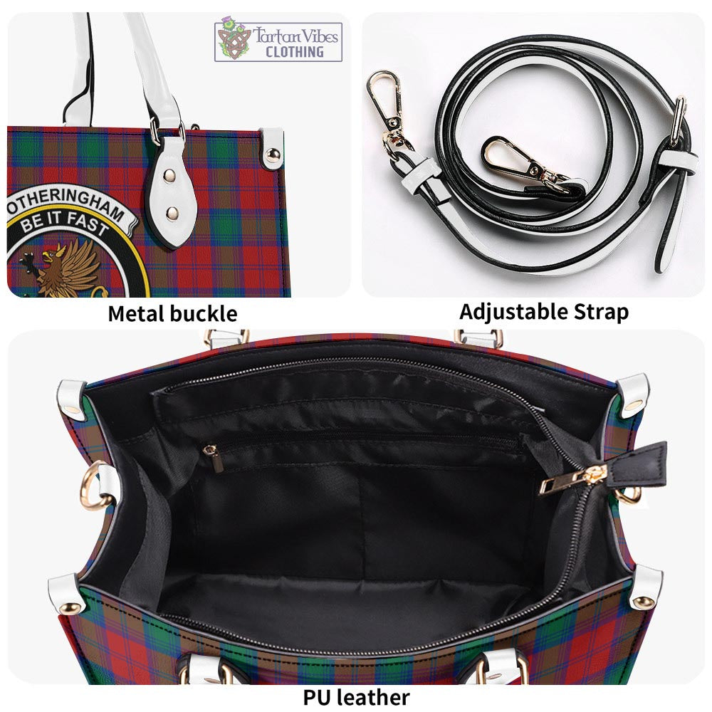 Tartan Vibes Clothing Fotheringham Modern Tartan Luxury Leather Handbags with Family Crest