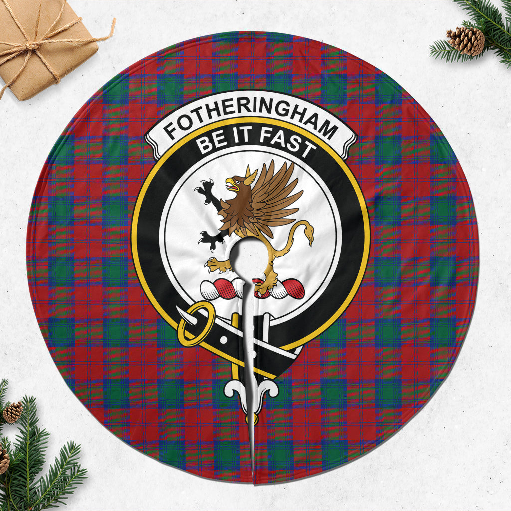 Fotheringham Modern Tartan Christmas Tree Skirt with Family Crest - Tartanvibesclothing