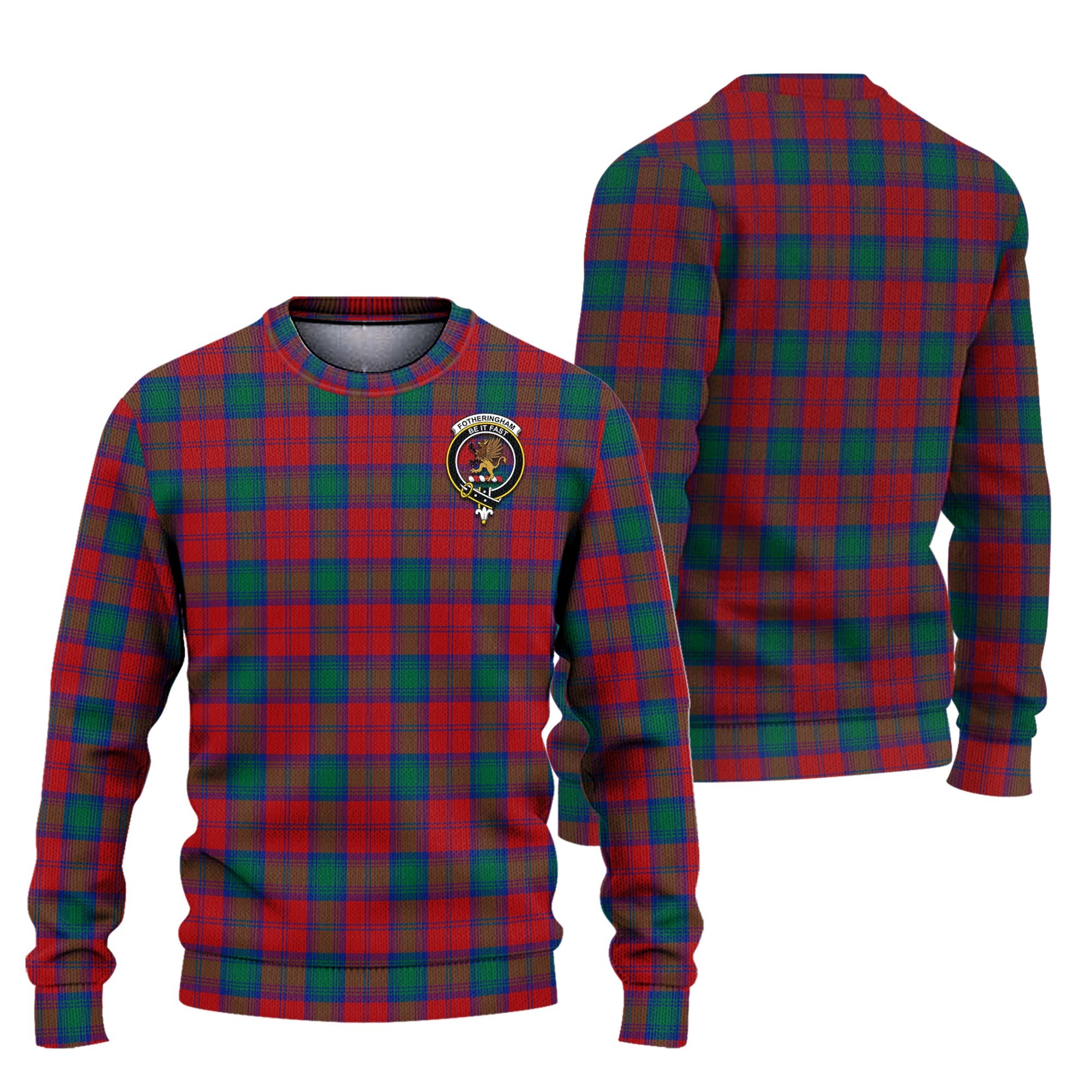 Fotheringham Modern Tartan Knitted Sweater with Family Crest Unisex - Tartanvibesclothing