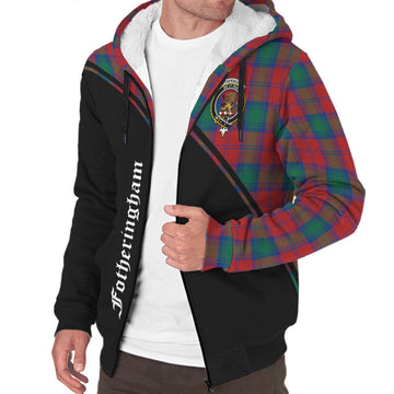 Fotheringham Tartan Sherpa Hoodie with Family Crest Curve Style