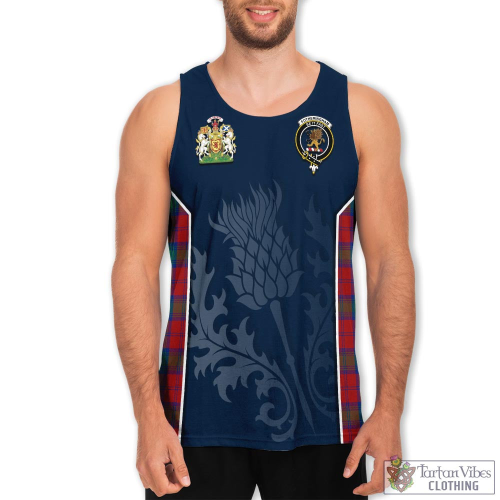 Tartan Vibes Clothing Fotheringham Modern Tartan Men's Tanks Top with Family Crest and Scottish Thistle Vibes Sport Style
