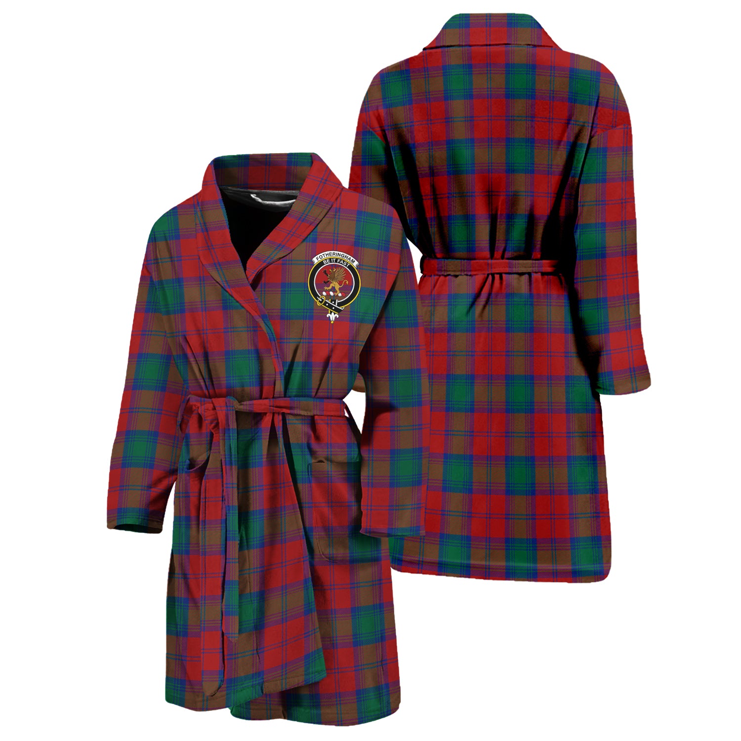 Fotheringham (Fotheringhame) Tartan Bathrobe with Family Crest Unisex S - Tartan Vibes Clothing