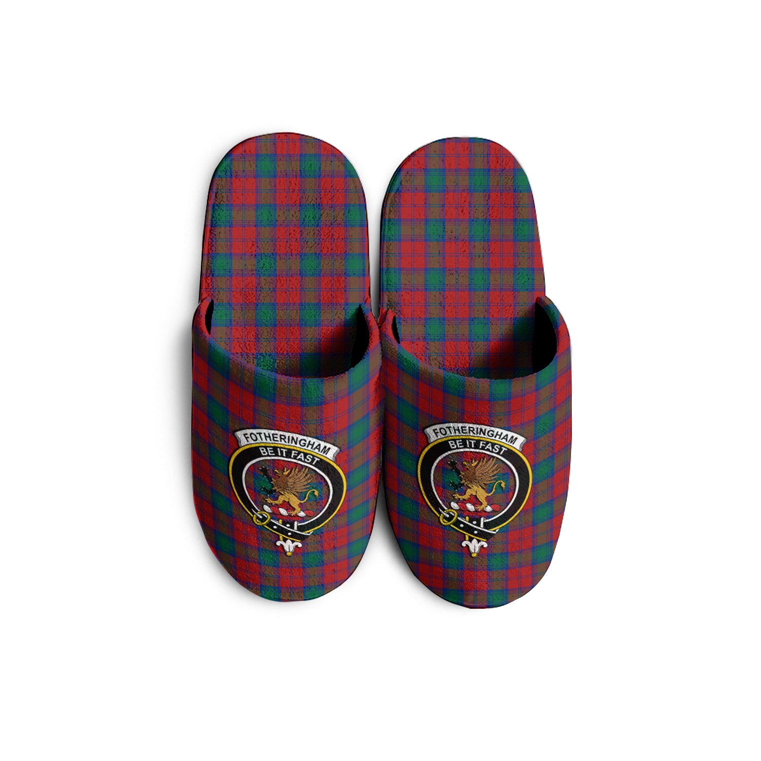 Fotheringham Modern Tartan Home Slippers with Family Crest - Tartanvibesclothing