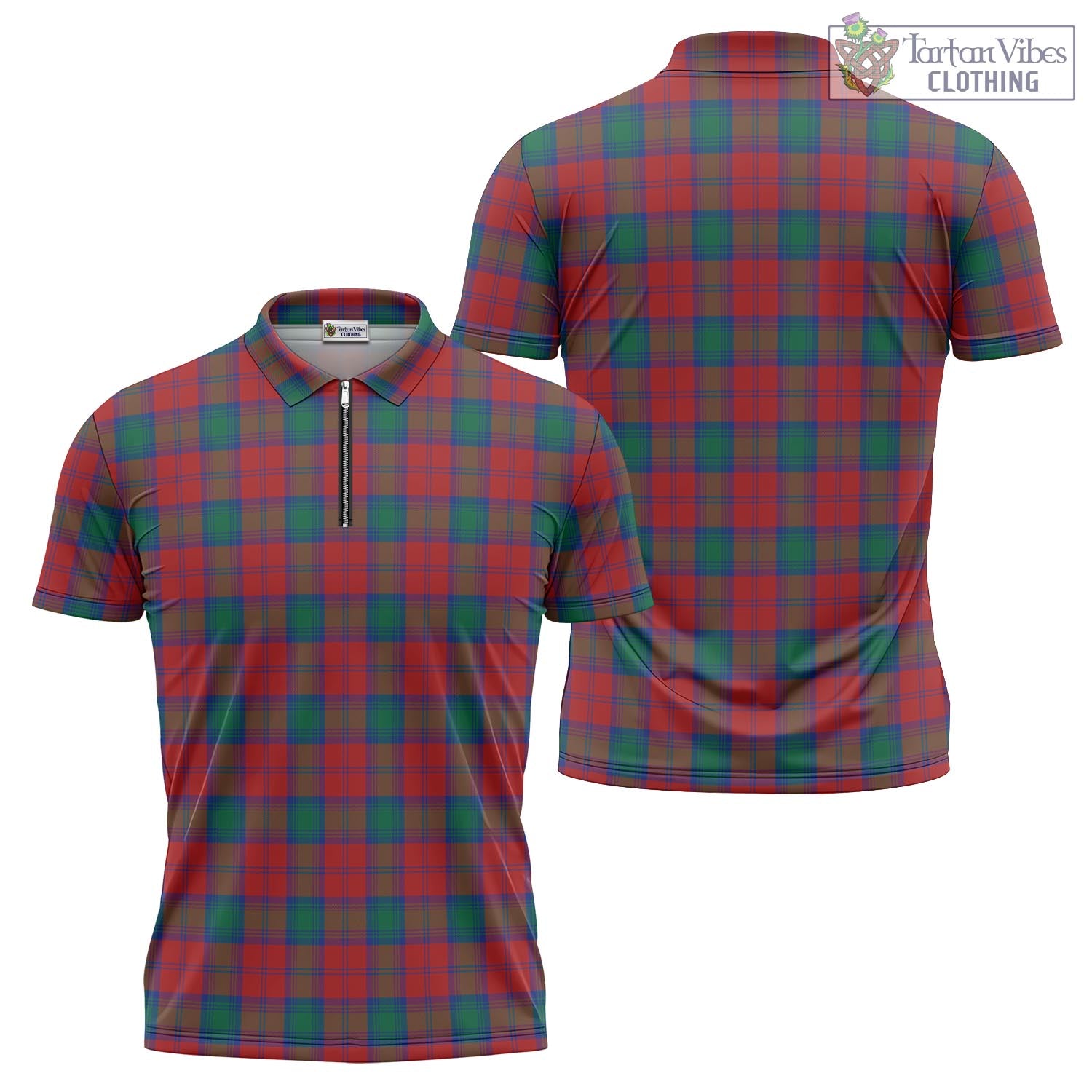 Tartan Vibes Clothing Fotheringham Modern Tartan Zipper Polo Shirt