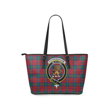 Fotheringham (Fotheringhame) Tartan Leather Tote Bag with Family Crest