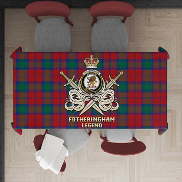 Tartan Vibes Clothing Fotheringham Modern Tartan Tablecloth with Clan Crest and the Golden Sword of Courageous Legacy