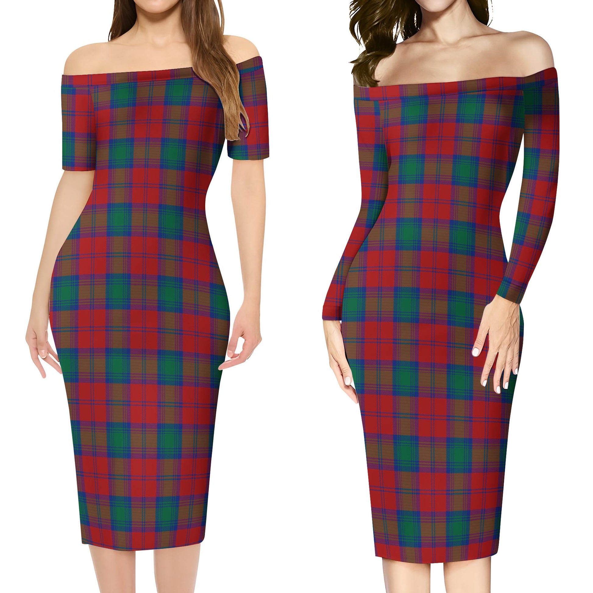 Fotheringham Modern Tartan Off Shoulder Lady Dress Women's Dress - Tartanvibesclothing