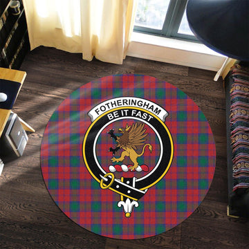 Fotheringham (Fotheringhame) Tartan Round Rug with Family Crest