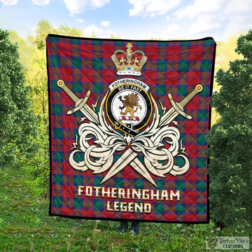Fotheringham Modern Tartan Quilt with Clan Crest and the Golden Sword of Courageous Legacy