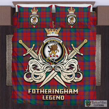 Fotheringham Modern Tartan Bedding Set with Clan Crest and the Golden Sword of Courageous Legacy