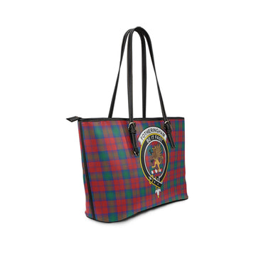 Fotheringham Tartan Leather Tote Bag with Family Crest
