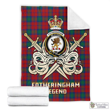 Fotheringham Modern Tartan Blanket with Clan Crest and the Golden Sword of Courageous Legacy