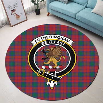 Fotheringham (Fotheringhame) Tartan Round Rug with Family Crest
