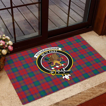 Fotheringham (Fotheringhame) Tartan Rubber Doormat with Family Crest