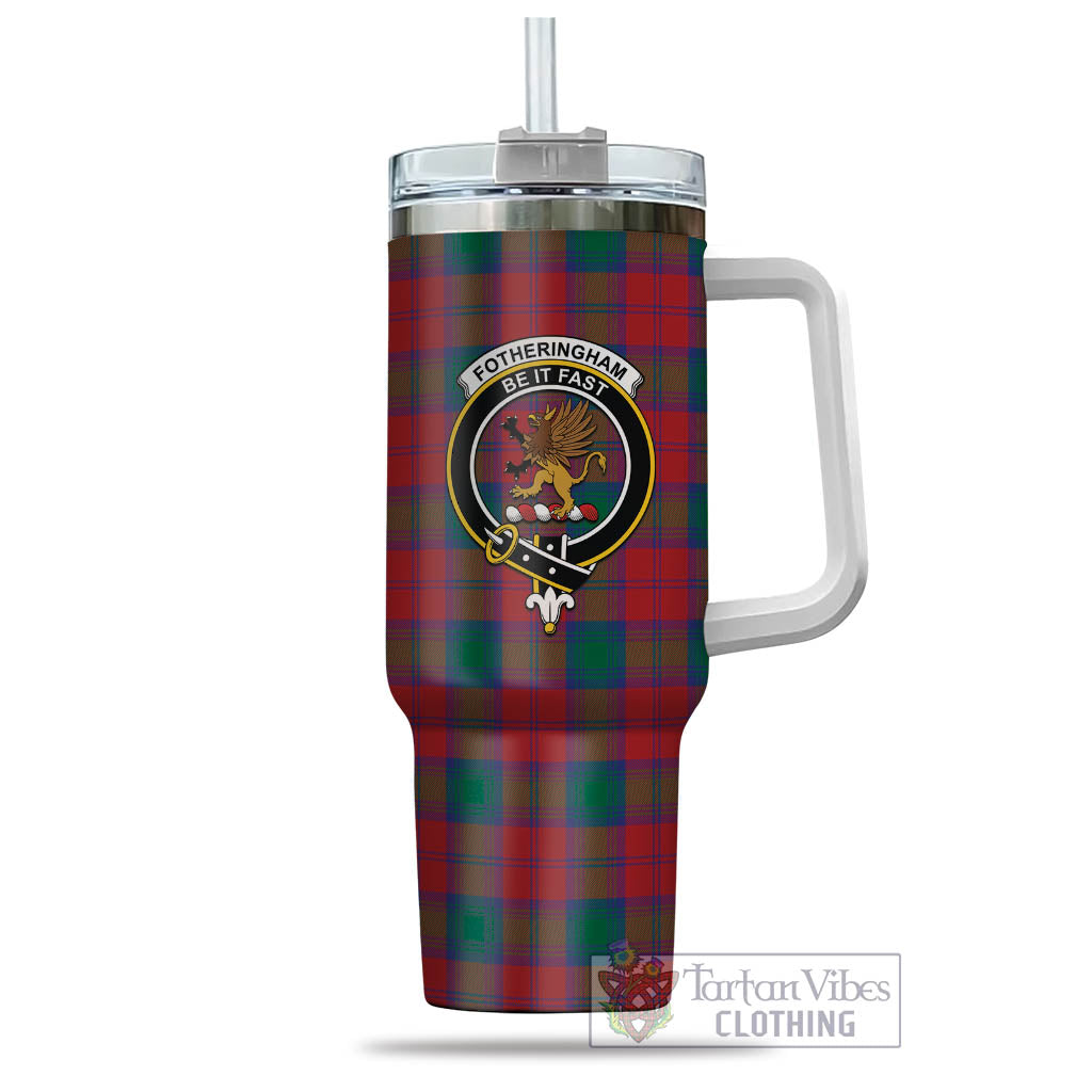 Tartan Vibes Clothing Fotheringham Modern Tartan and Family Crest Tumbler with Handle