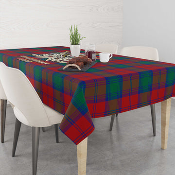 Fotheringham Modern Tartan Tablecloth with Clan Crest and the Golden Sword of Courageous Legacy