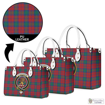 Tartan Vibes Clothing Fotheringham Modern Tartan Luxury Leather Handbags with Family Crest