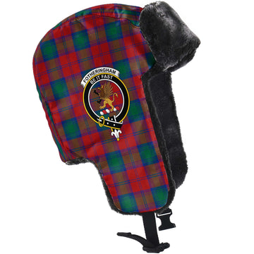 Fotheringham Tartan Winter Trapper Hat with Family Crest