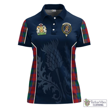 Fotheringham Modern Tartan Women's Polo Shirt with Family Crest and Scottish Thistle Vibes Sport Style