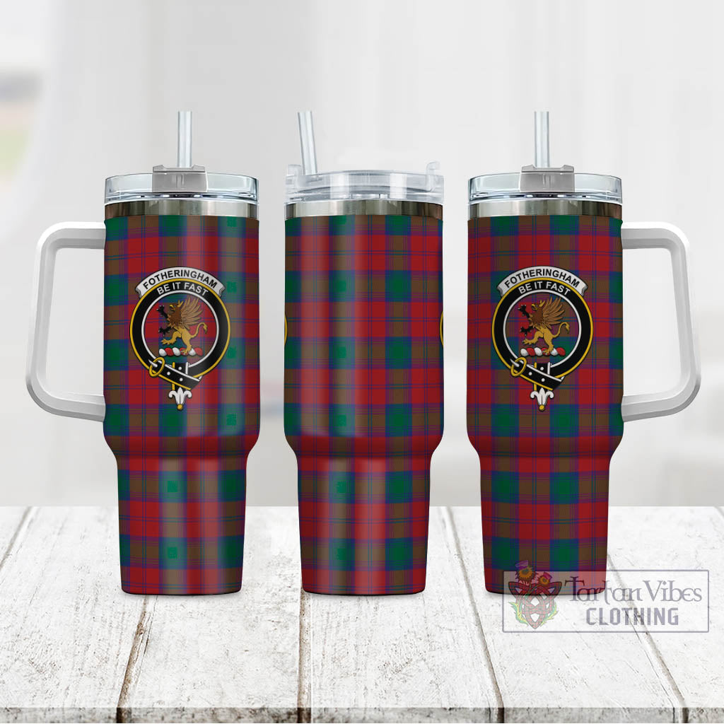 Tartan Vibes Clothing Fotheringham Modern Tartan and Family Crest Tumbler with Handle
