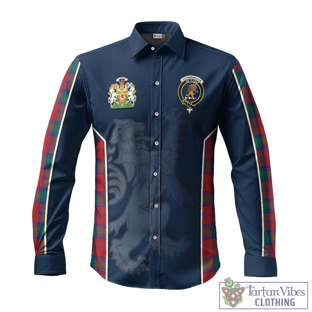 Tartan Vibes Clothing Fotheringham Modern Tartan Long Sleeve Button Up Shirt with Family Crest and Lion Rampant Vibes Sport Style