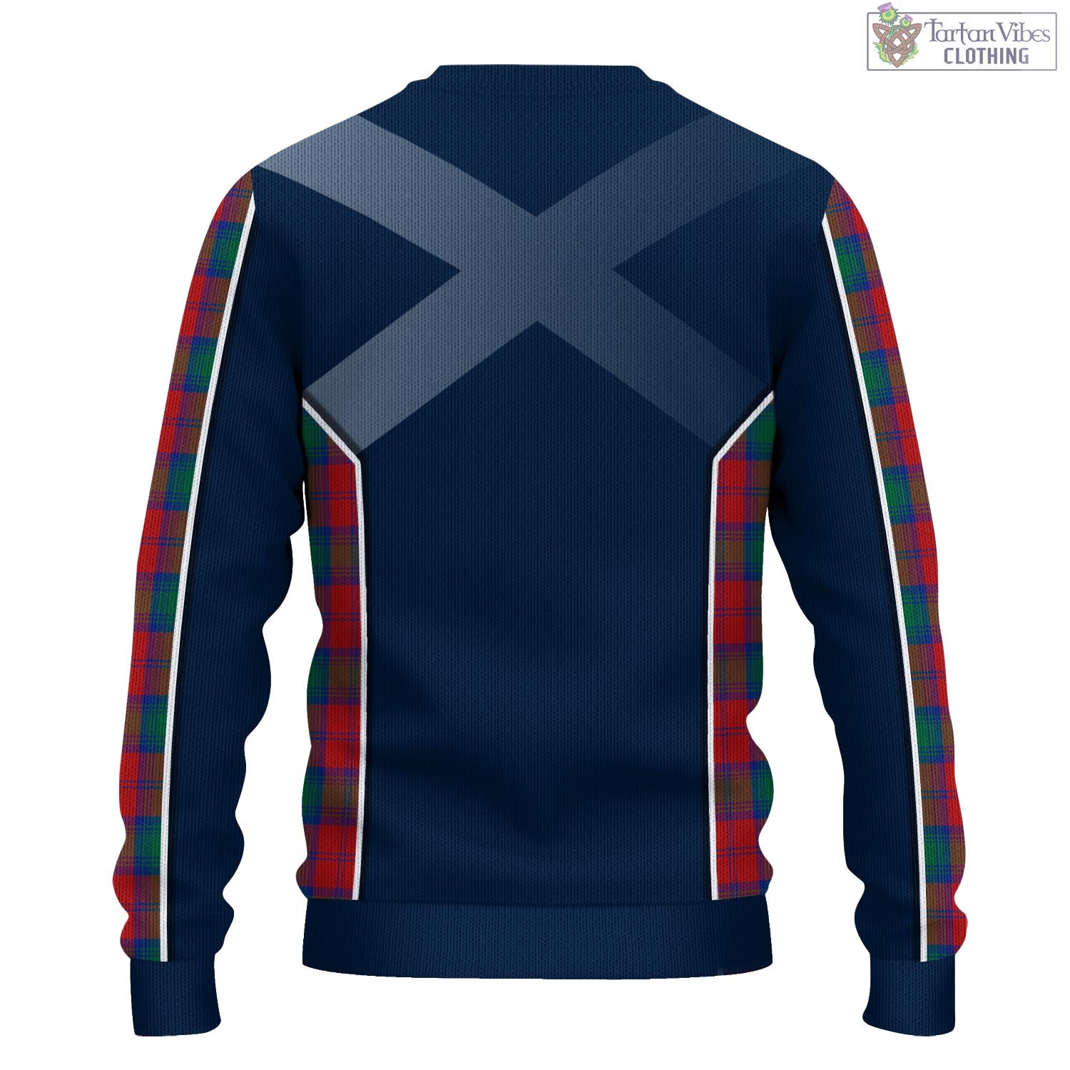 Tartan Vibes Clothing Fotheringham Modern Tartan Knitted Sweatshirt with Family Crest and Scottish Thistle Vibes Sport Style