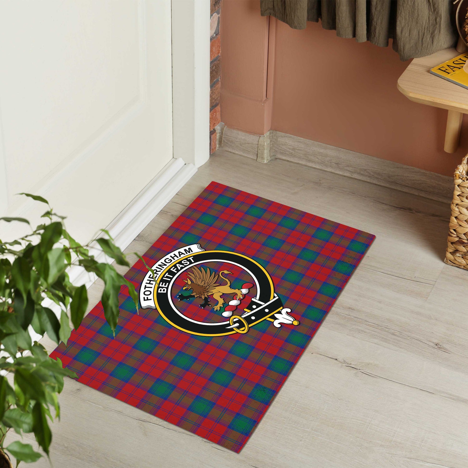 Fotheringham Modern Tartan Door Mat with Family Crest - Tartanvibesclothing