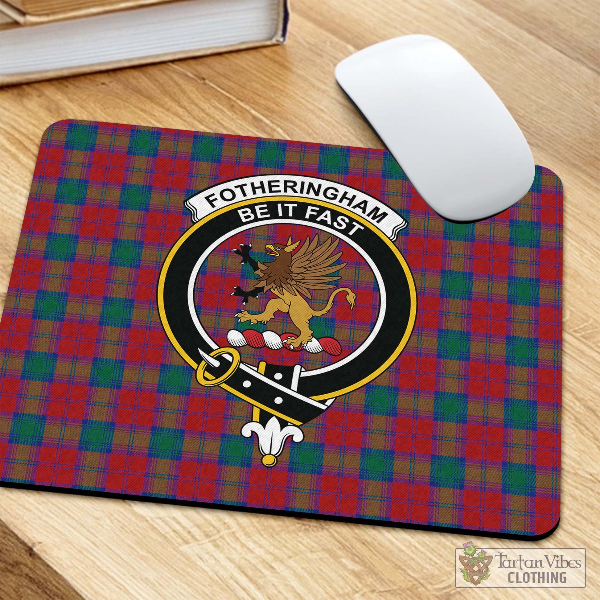 Tartan Vibes Clothing Fotheringham Modern Tartan Mouse Pad with Family Crest