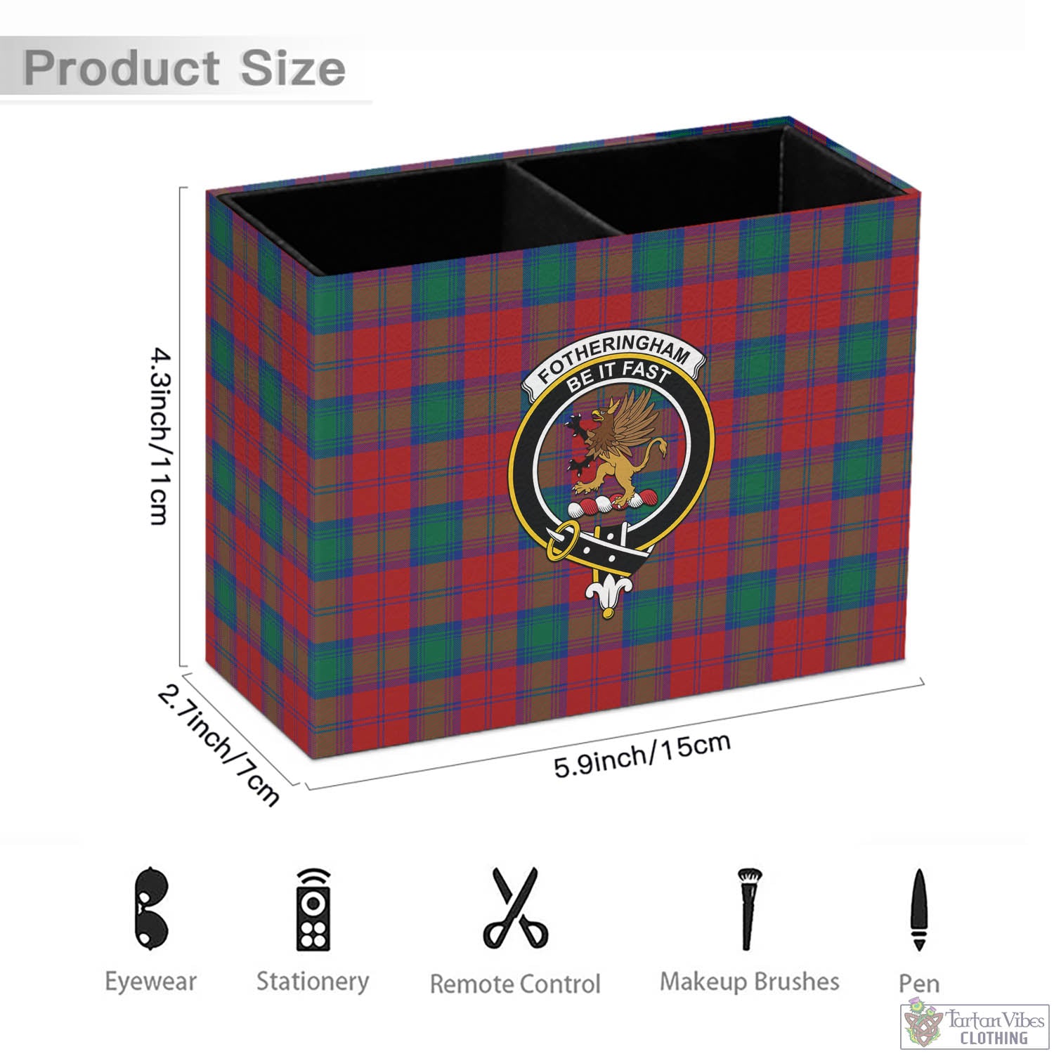 Tartan Vibes Clothing Fotheringham Modern Tartan Pen Holder with Family Crest
