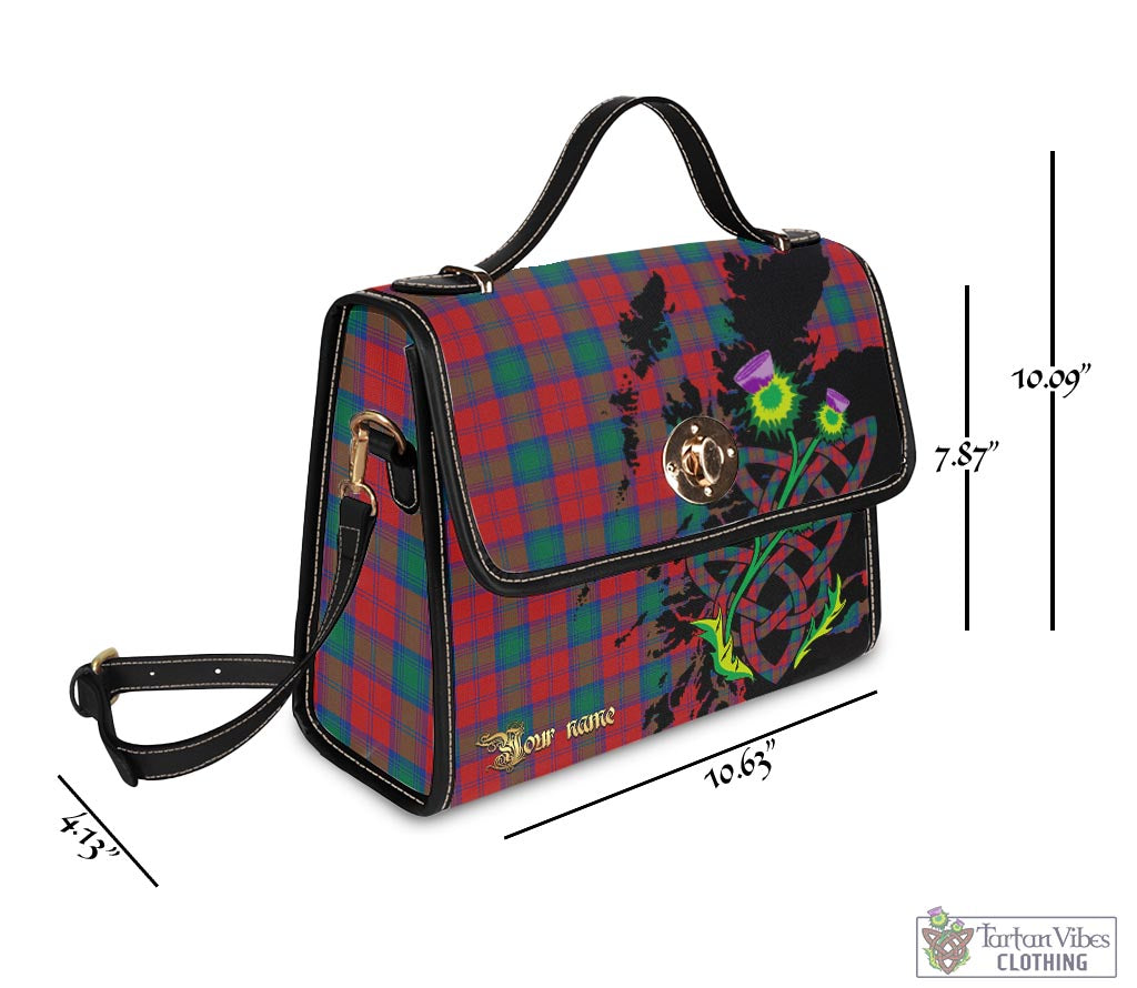 Tartan Vibes Clothing Fotheringham Modern Tartan Waterproof Canvas Bag with Scotland Map and Thistle Celtic Accents