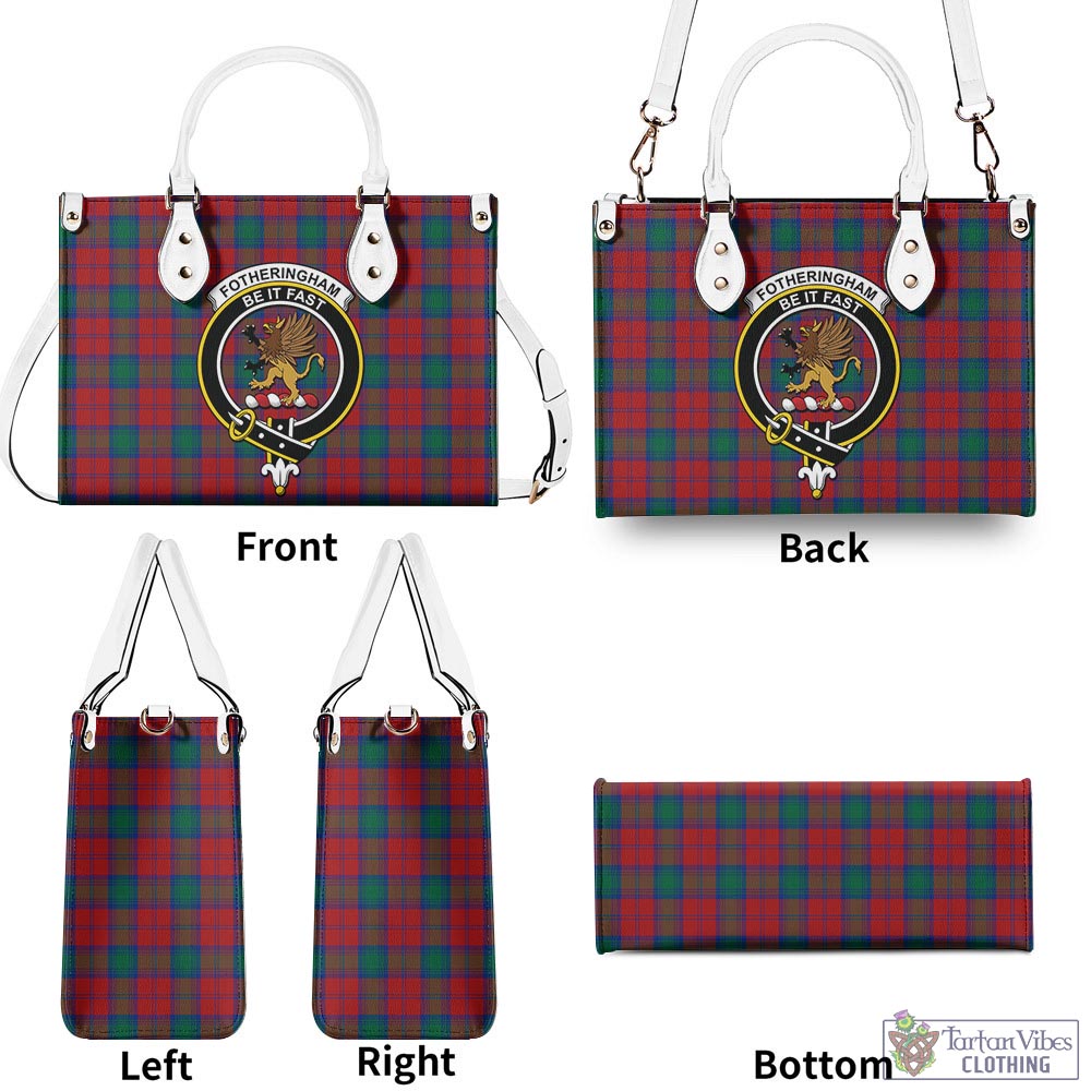 Tartan Vibes Clothing Fotheringham Modern Tartan Luxury Leather Handbags with Family Crest