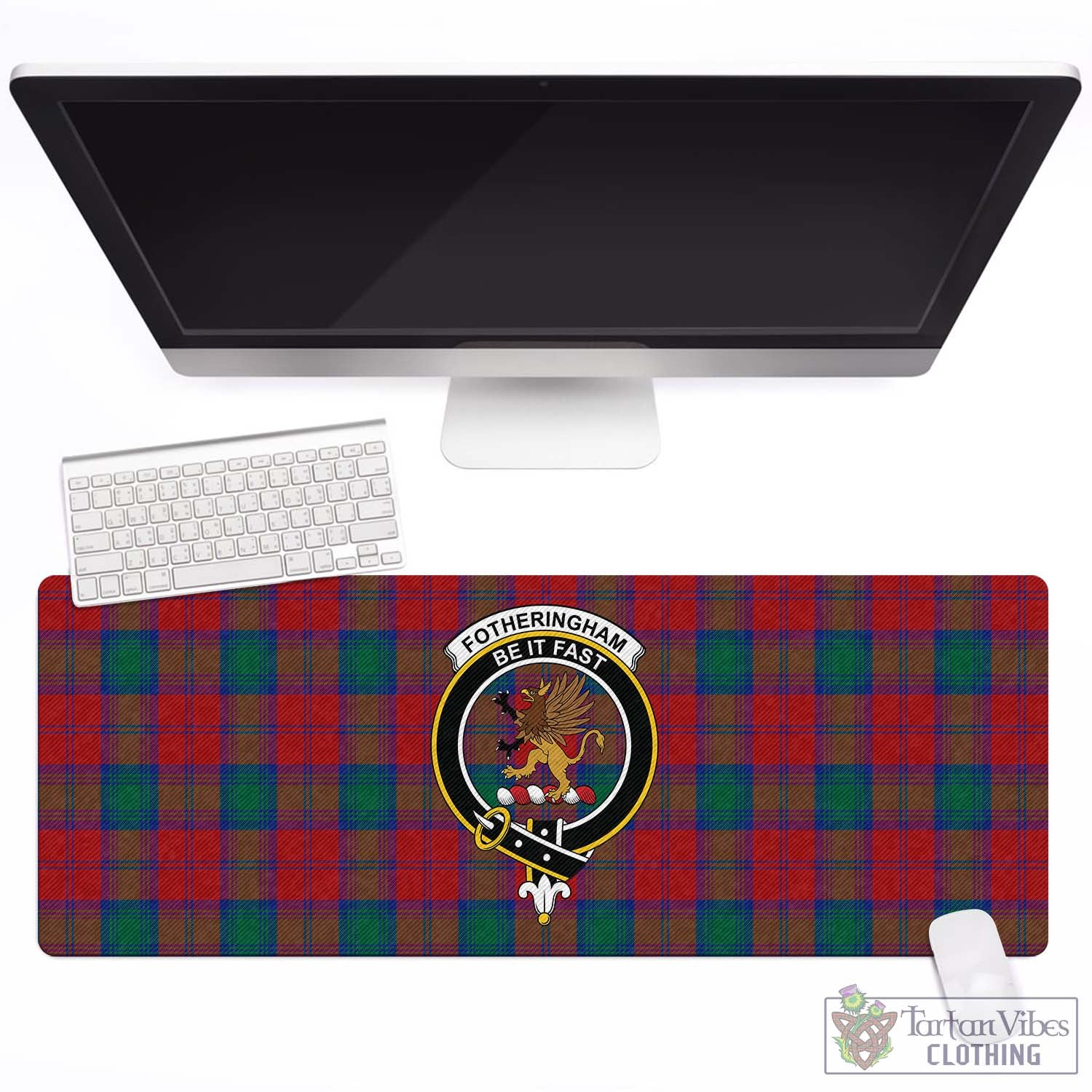 Tartan Vibes Clothing Fotheringham Modern Tartan Mouse Pad with Family Crest