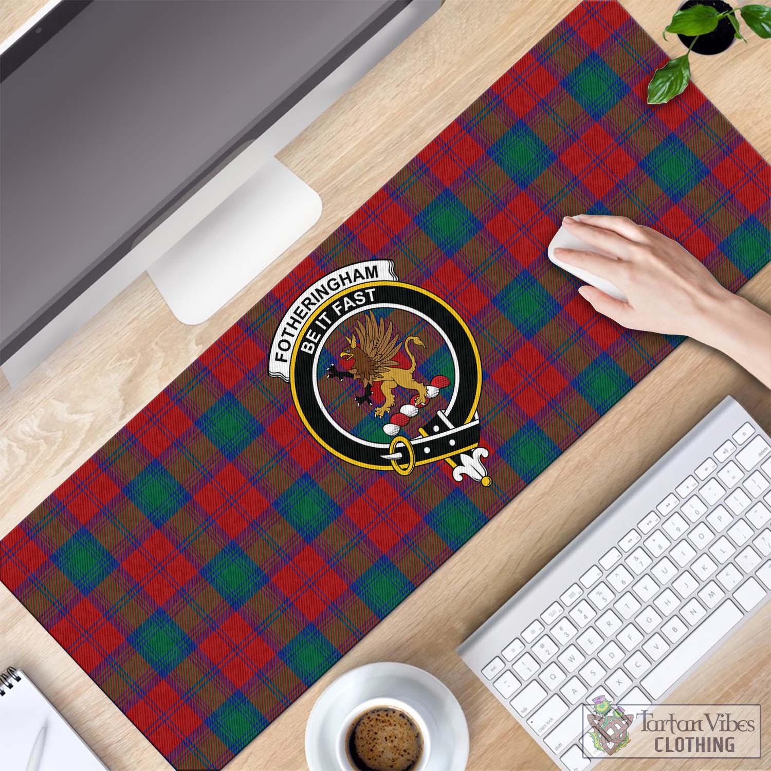 Tartan Vibes Clothing Fotheringham Modern Tartan Mouse Pad with Family Crest