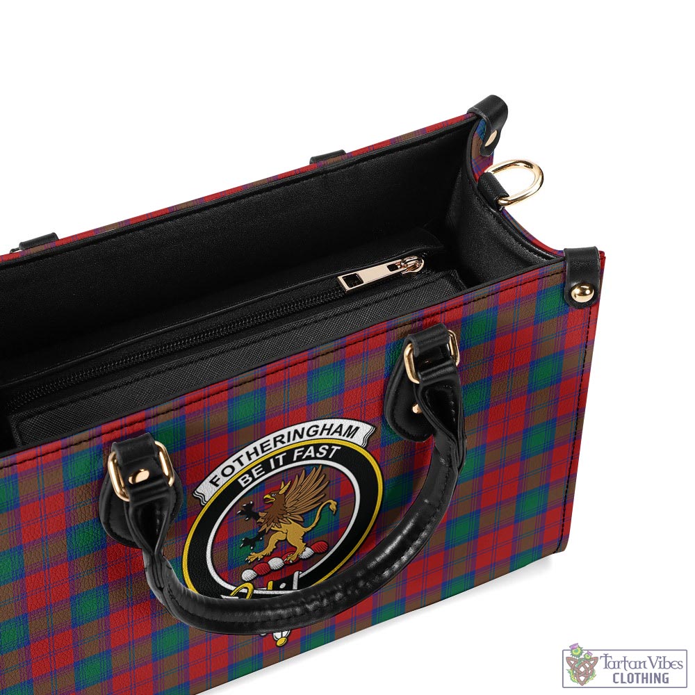 Tartan Vibes Clothing Fotheringham Modern Tartan Luxury Leather Handbags with Family Crest