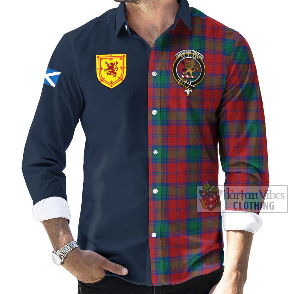Tartan Vibes Clothing Fotheringhame Tartan Long Sleeve Button Shirt with Scottish Lion Royal Arm Half Style
