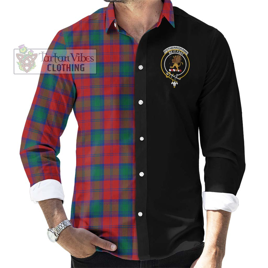 Fotheringhame Tartan Long Sleeve Button Shirt with Family Crest and Half Of Me Style - Tartanvibesclothing Shop