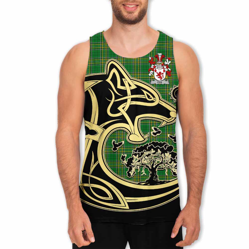 Fox Irish Tartan Men's Tank Top with Coat of Arms Celtic Wolf Style Men - Tartan Vibes Clothing
