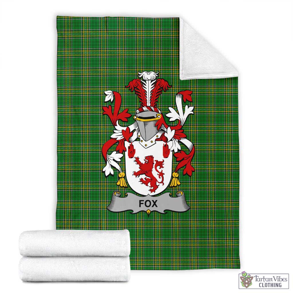 Fox Irish Clan Tartan Blanket with Coat of Arms X-Large 59 x 79 inches 150 x 200 cm - Tartan Vibes Clothing