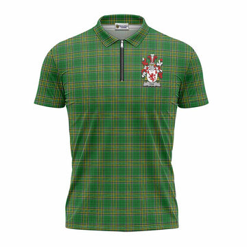 Fox Irish Clan Tartan Zipper Polo Shirt with Coat of Arms Unisex - Tartan Vibes Clothing