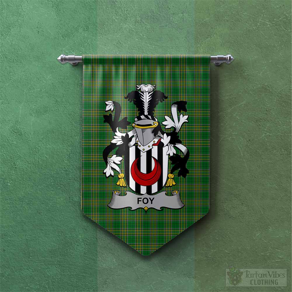 Foy Irish Clan Tartan Gonfalon, Tartan Banner with Coat of Arms Chevron - Tartan Vibes Clothing
