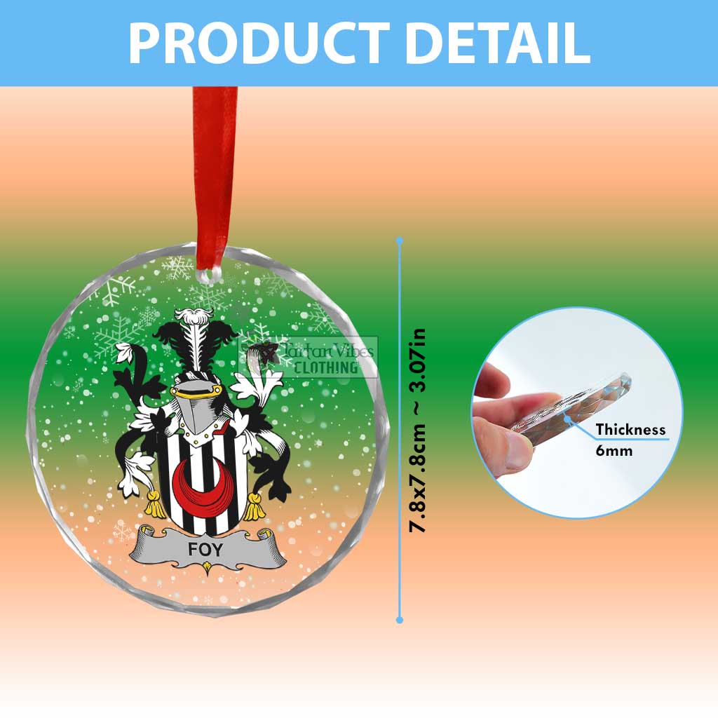 Tartan Vibes Clothing Foy Irish Clan Christmas Glass Ornament with Coat of Arms