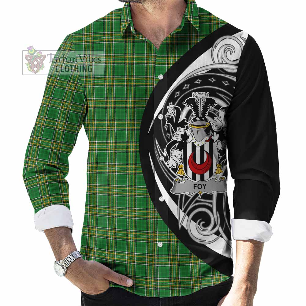 Tartan Vibes Clothing Foy Irish Clan Long Sleeve Button Shirt Celtic Circle Style