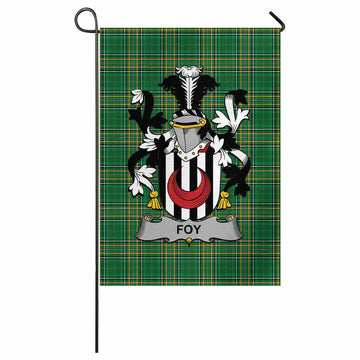 Foy Irish Clan Tartan Garden Flag with Coat of Arms