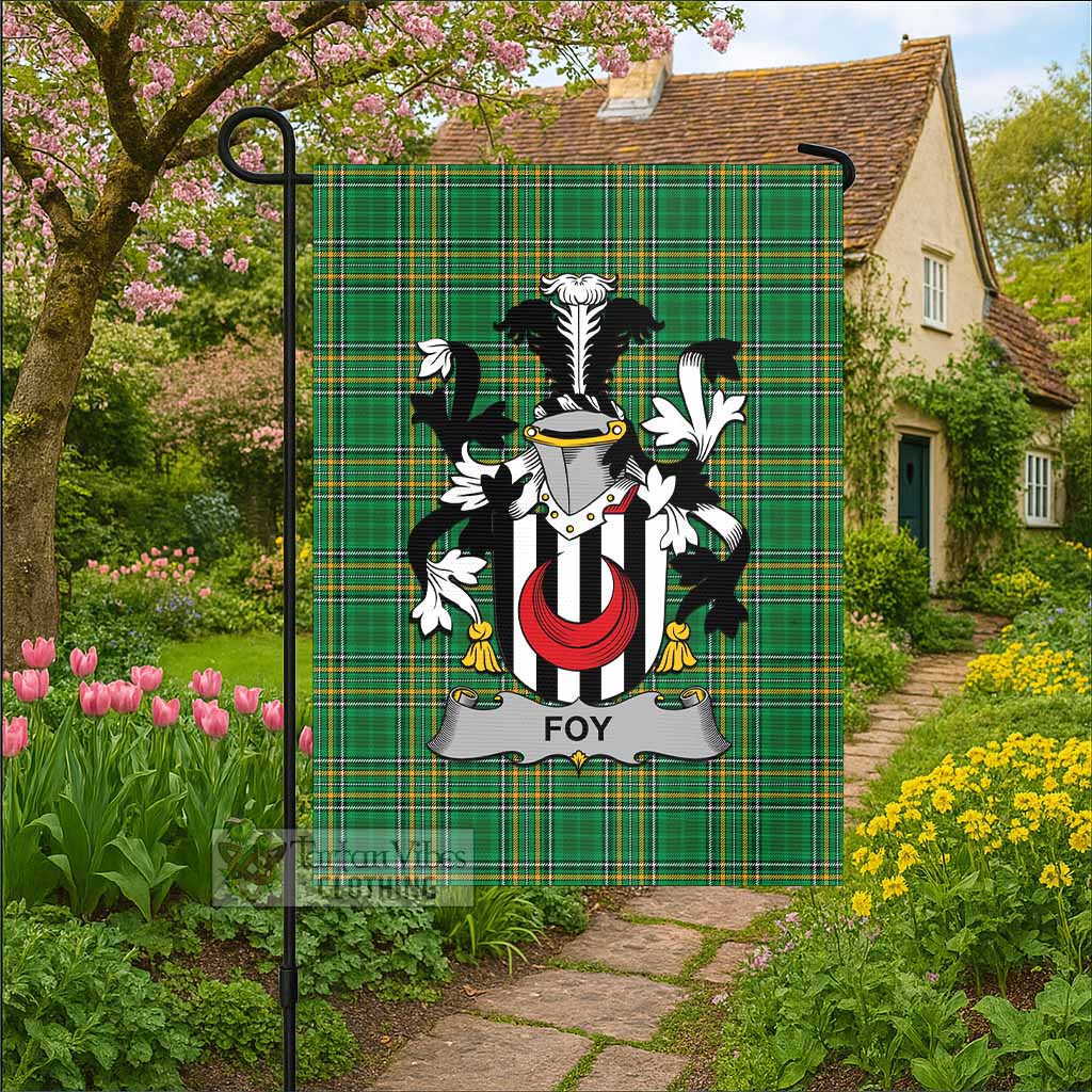 Foy Irish Clan Tartan Flag with Coat of Arms
