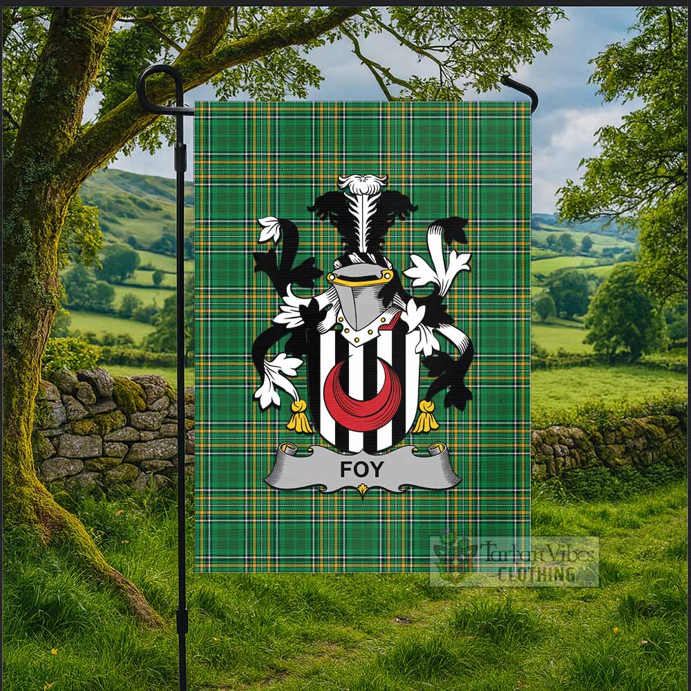 Foy Irish Clan Tartan Flag with Coat of Arms